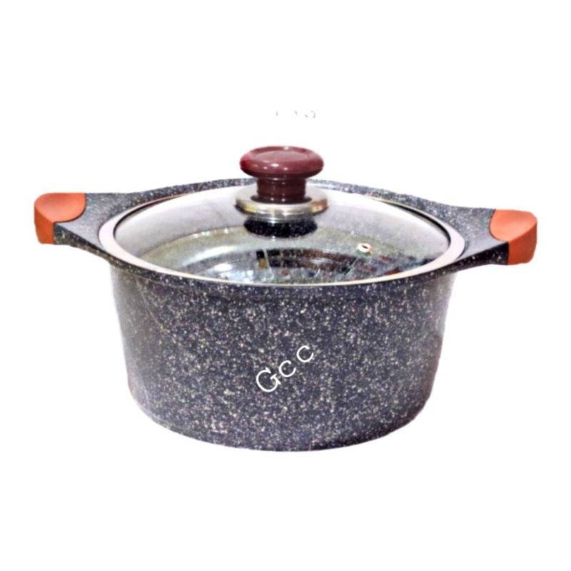 A1 Panci Germany Soup Pot Anti Lengket Gagang Dua Bahan Marble Granite Ukuran 24cm