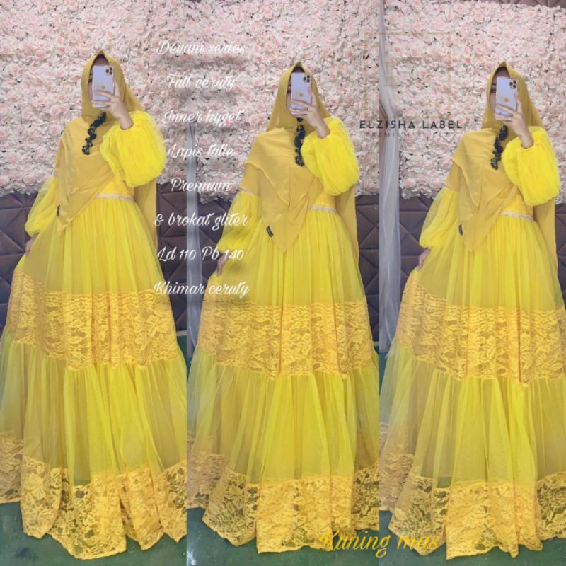 GAMIS SET DEWASA DEVANI SYARI TERBARU MEWAH JUMBO + KHIMAR DUA LAYER KUALITAS BUTIK