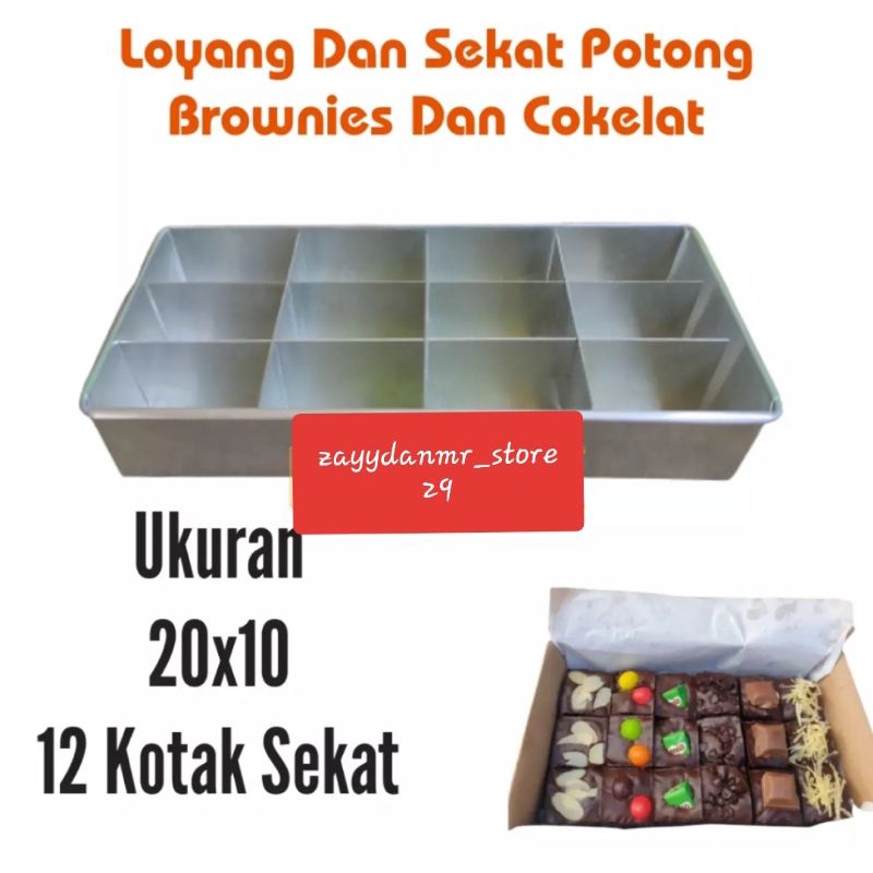 LOYANG BROWNIES SEKAT COKLAT UKURAN 20X10X4CM ISI SEKAT 15 LUBANG PERALATAN MASAK