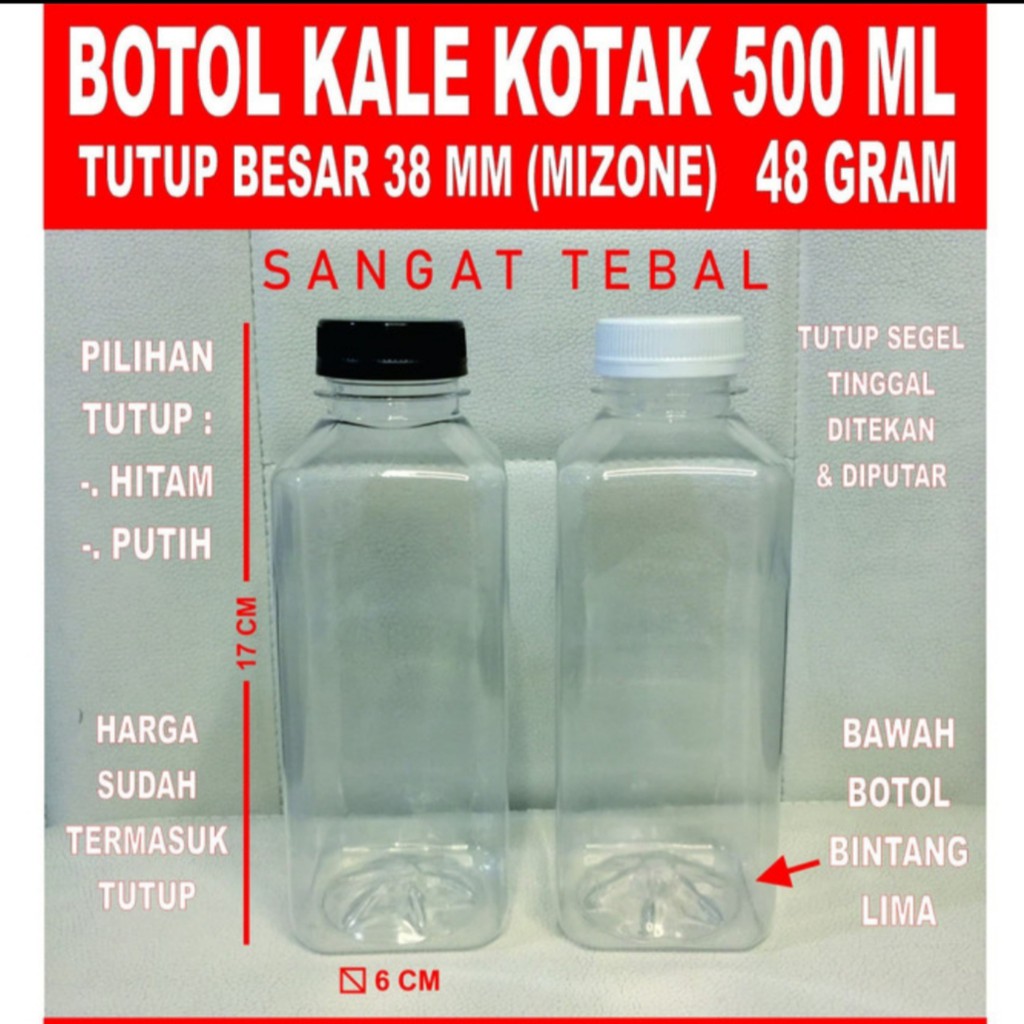 BOTOL KALE KOTAK 500ML TEBAL