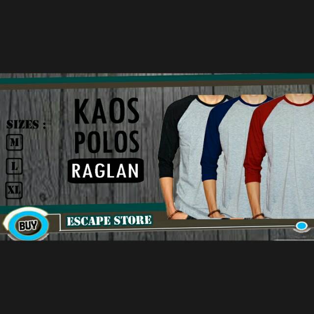 Kaos Polos Raglan Panjang Lengan 3/4 Bahan Cotton Combed Pria dan Wanita Murah