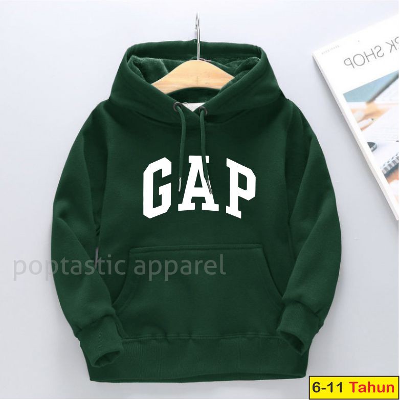 G A P Sweater Hoodie anak 6-11 Thn Laki-laki perempuan LOGO BORDIR FLEECE TEBAL