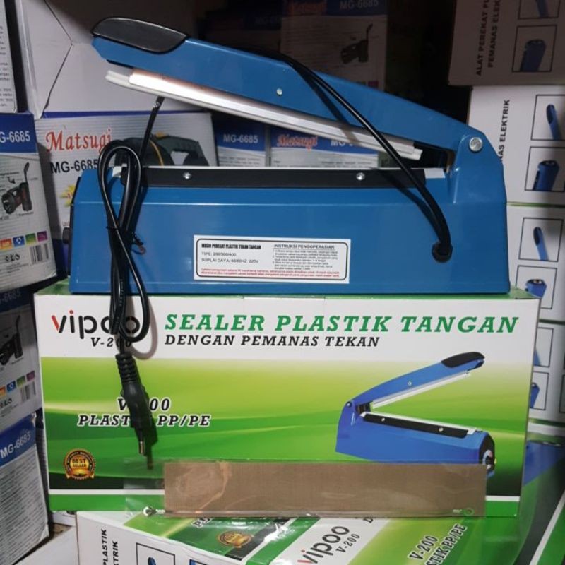 Mesin Press Perekat Plastik/impulse Sealer VIPOO V-200 Ukuran 20cm