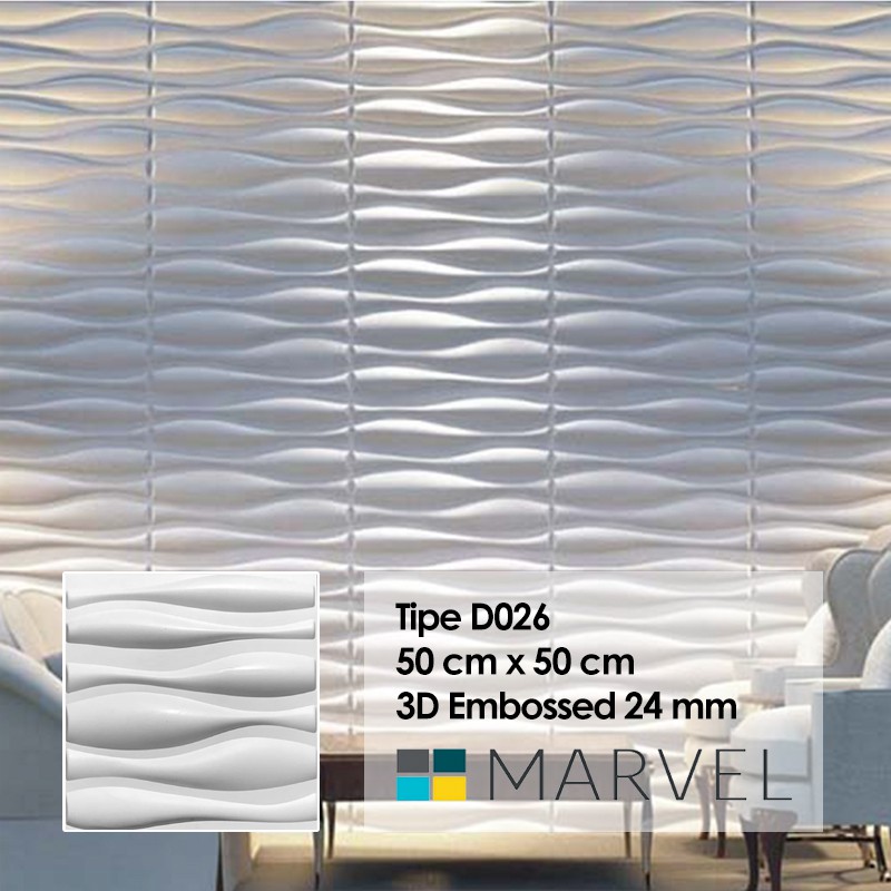 Wall Panel 3D Dinding Ornamen Bahan PVC Bisa Dibersihkan Motif Timbul MINIMAL ORDER 6 PCS-D026 50x50cm
