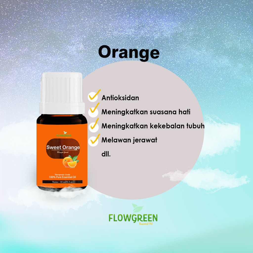 FLOWGREEN SWEET ORANGE ESSENTIAL OIL AROMA TERAPI DIFFUSER HUMIDIFIER OIL