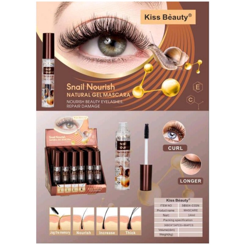 PROMO SUPER BIG MASCARA  GEL BENING  SNAIL  KISS BEAUTY SUPER JUMBO  UK14ML NO.56904-03SN