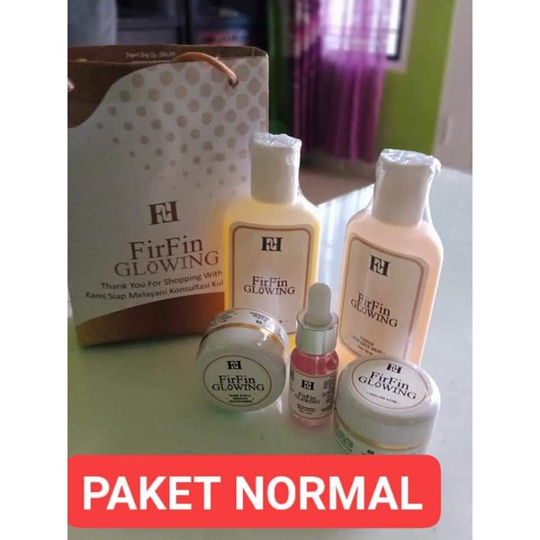 firfinGlowing paket Normal Lengkap Serum Pink BPOM 1000%Original untuk wajah kusam dan Flek Ringan
