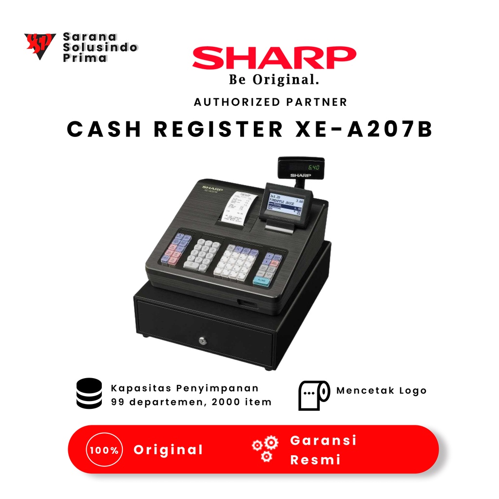 Jual Sharp Xe Black Mesin Kasir Cash Register Garansi Resmi