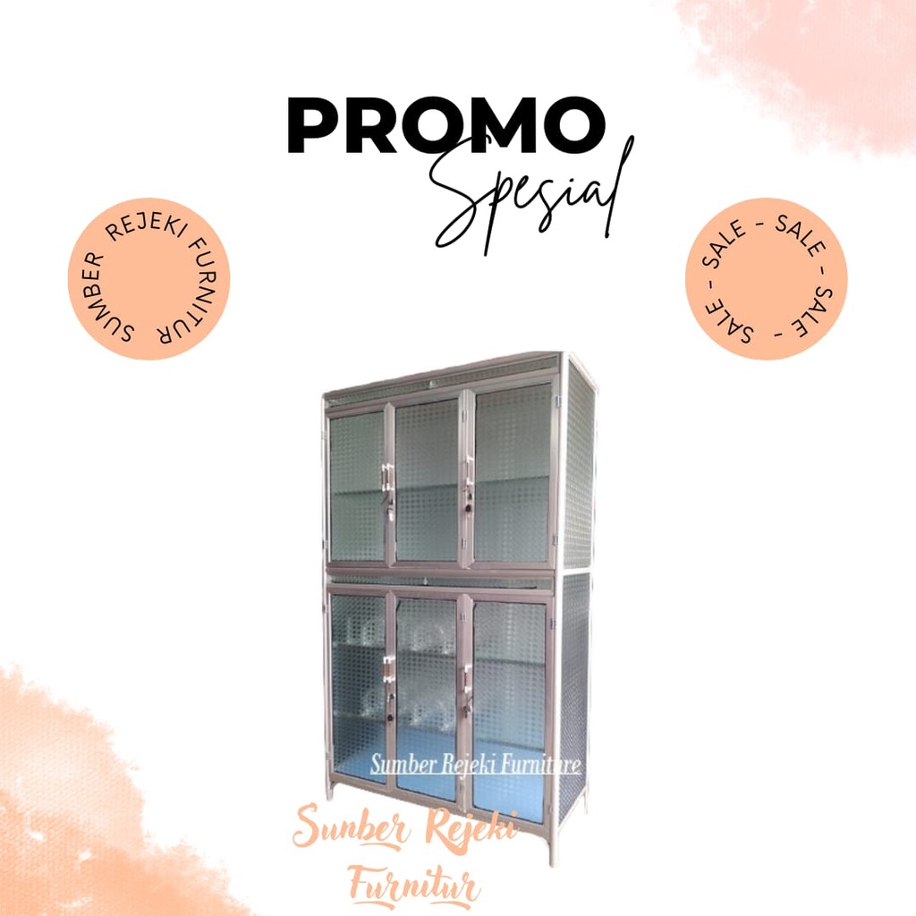 RAK PIRING FULL KACA TIANG JUMBO 3 PINTU