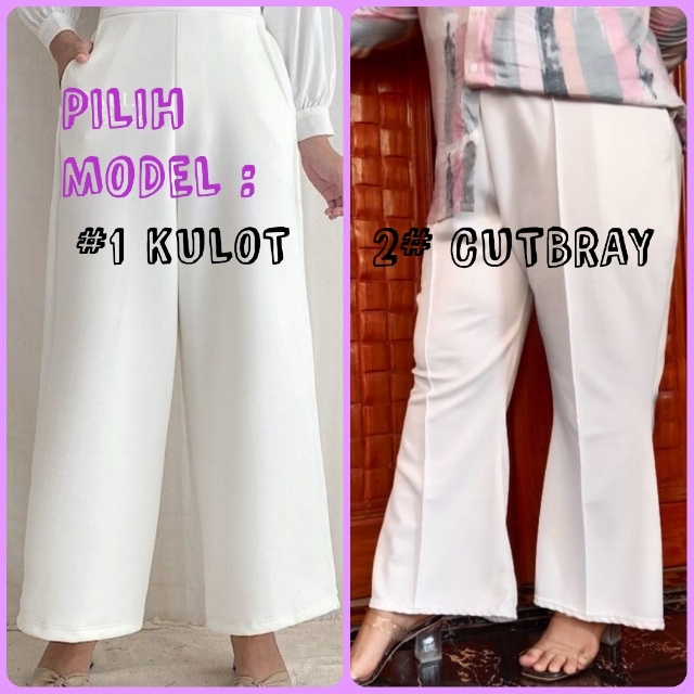 COD✅ALL SIZE 75-90+kg READY Paha &amp; Pinggul Lebar | KULOT &amp; CUTBRAY PANTS | Warna Pilihan Cantik | CREPE &amp; SCUBA PREMIUM celana panjang wanita/kasual bawahan muslimah/fit &amp; flare/loose pants/super jumbo/big XXXXL