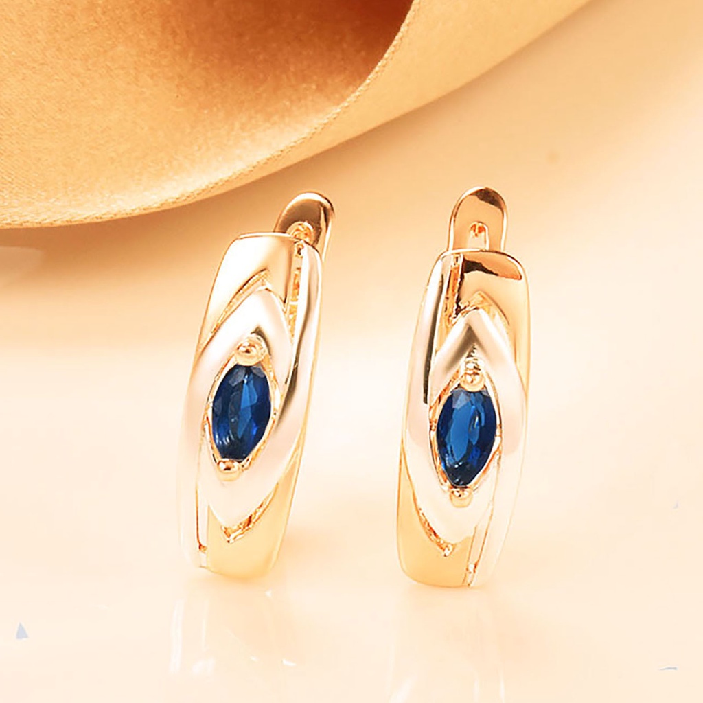 Hu Hu Hu Hu Hu Alat Bantu Pasang Kacamata♡ 1 Pasang Anting Hoop Cubic Zirconia Biru Untuk Wanita