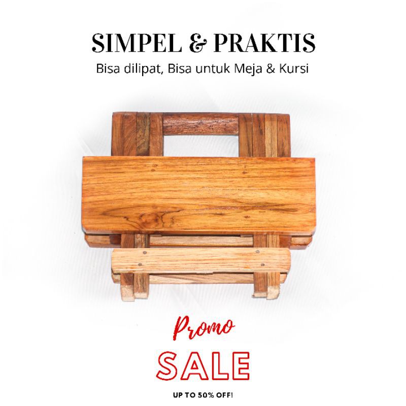 Meja Lipat Kayu Jati Mini 30x20 - Bisa Masuk Tas