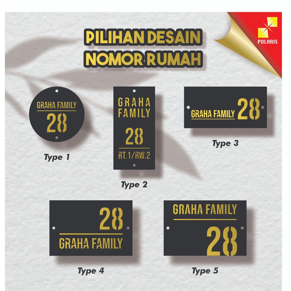 NOMOR RUMAH AKRILIK MODERN HITAM DOFF 2 LAYER - PAPAN NO RUMAH ACRYLIC CUSTOM TULISAN LUBANG DESIGN MINIMALIS - PAPAN ALAMAT NOMER RUMAH AKRILIK MIRROR GOLD/SILVER ELEGAN