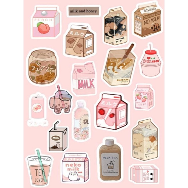 

(10x15cm)Sticker Stiker estetik korean foods snack