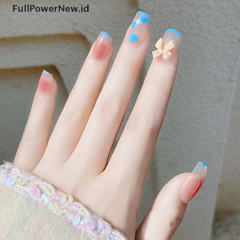 Power 24pcs Stiker Kuku Palsu Wearable Untuk Wanita