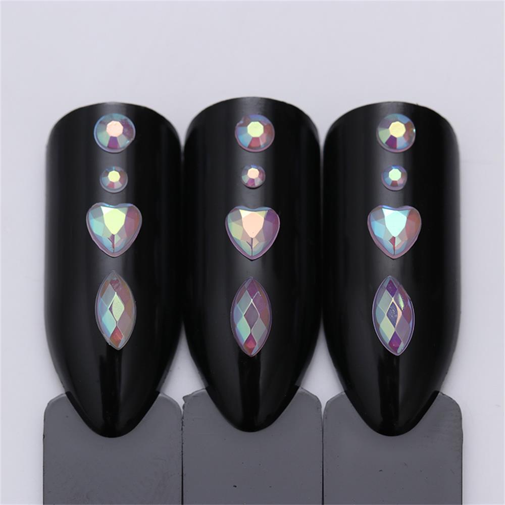 WONDER Nail Art Berlian Imitasi Warna-Warni Memanjang Berbentuk Datar Manicure Decor