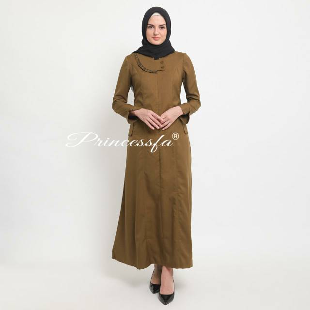gamis pemda wanita terbaru princessfa/ gamis pdh kheki tua wanita/ gamis pns coklat tua wanita/ gami