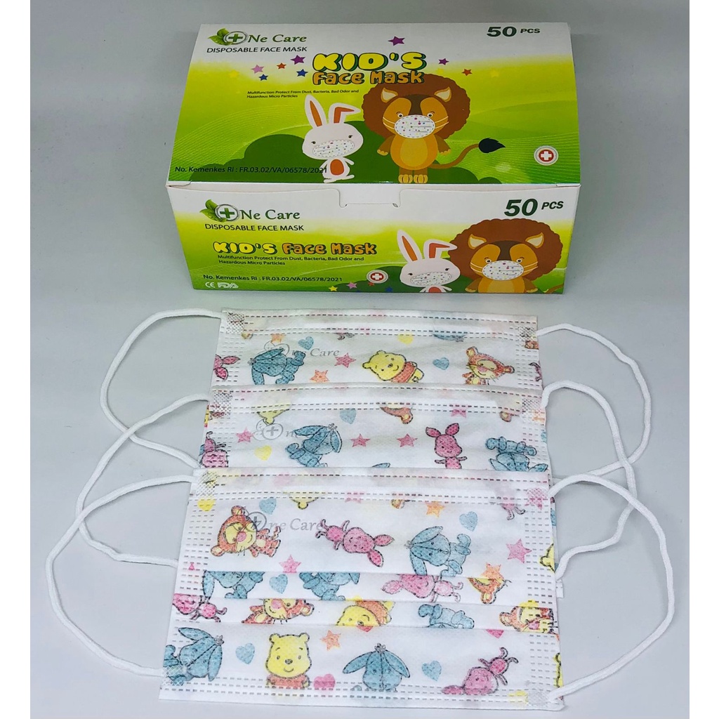 Masker anak motif dino 3ply kids mask earloop one care EMBOS