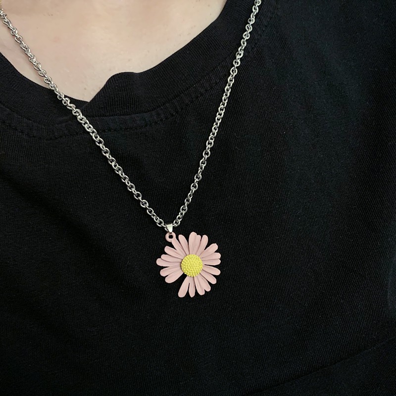 Bunga daisy kalung Bunga kalung wanita Fashion Necklace murah aesthetic rantai titanium