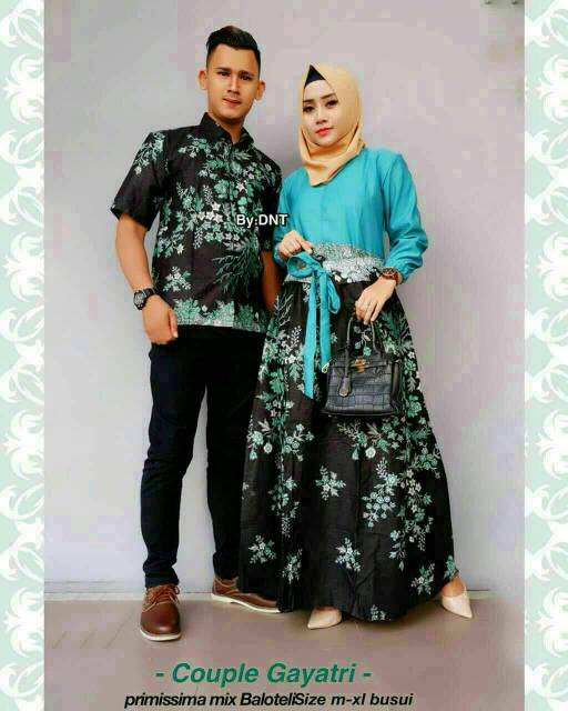 Sarimbit Batik Anggun Couple Sania Mawar ruffle - Warna Ungu, Tosca, pink, Biru, Kuning - M - L -XL