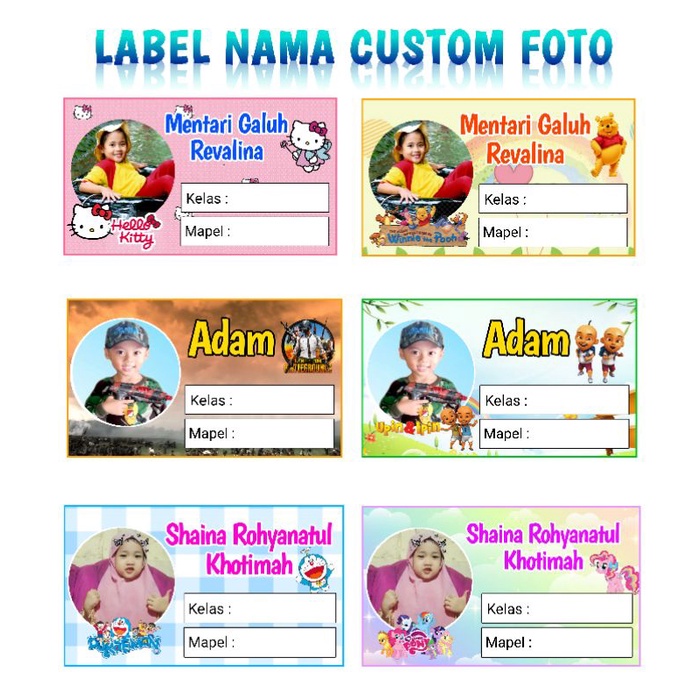 

Stiker label buku CUSTOM FOTO Stiker label nama anak dengan foto