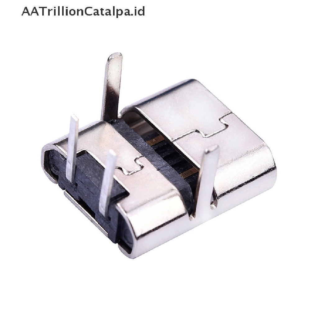 Aatrillioncatalpa 10pcs Konektor Micro Usb 2 Pin 90 Derajat Tipe B Female Untuk Ponsel