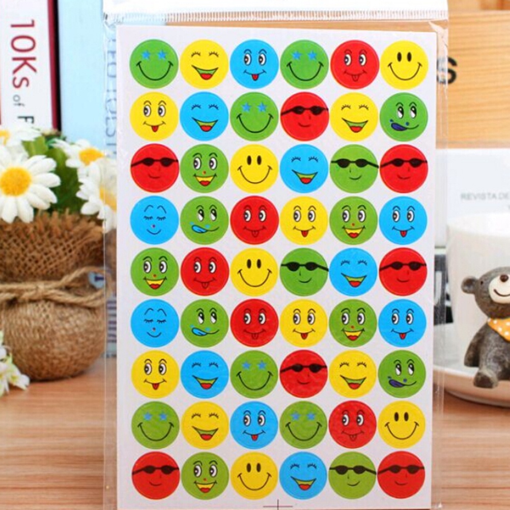 {LUCKID}10Pcs/Pack Children Smiley Faces Reward Stickers School Teacher Merit Praise New