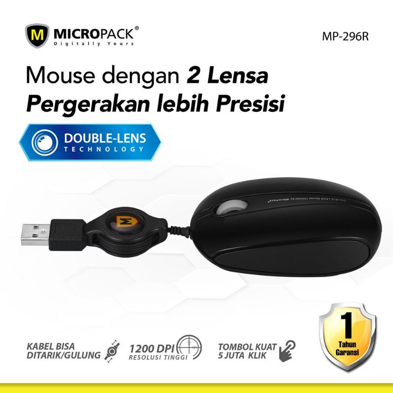 Micropack Mouse Mini Double Lens Retractable MP-296R