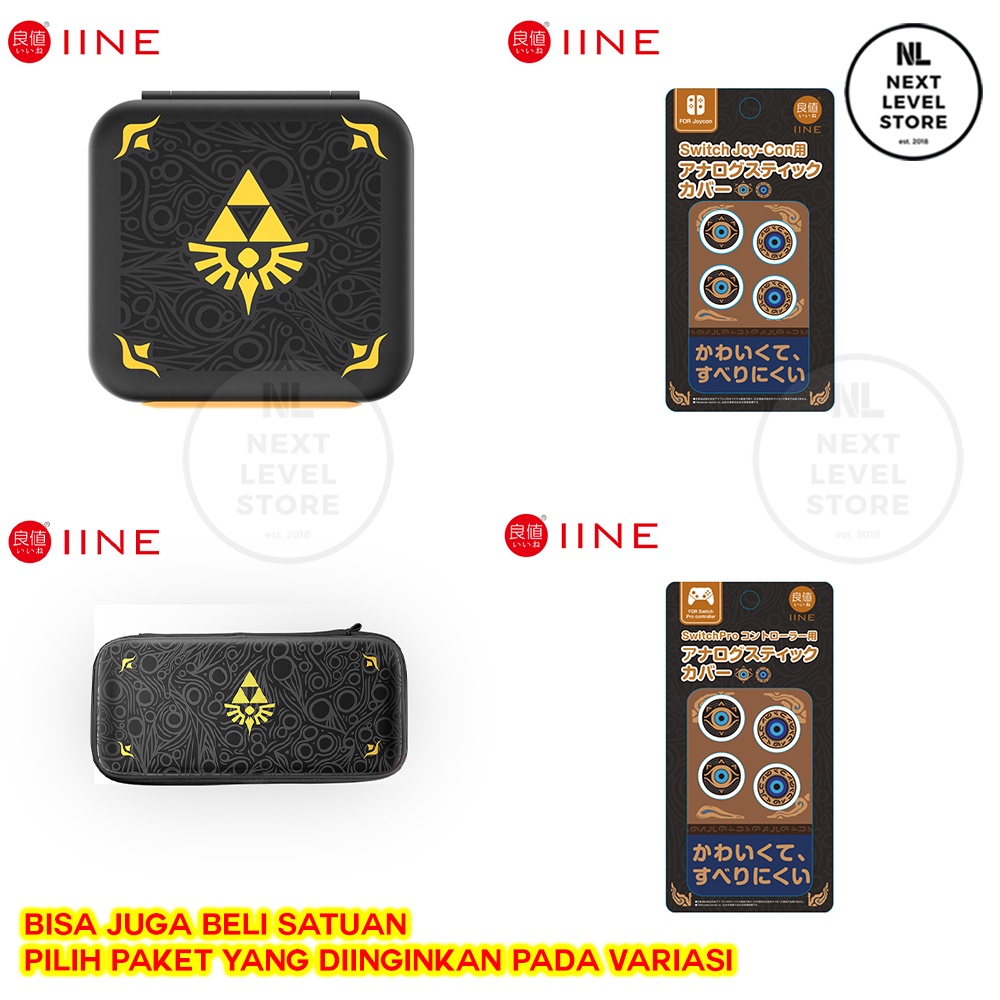 IINE Zelda Accessories Set Nintendo Switch V1 V2 OLED Original - Analog Joystick Pro Controller Cap Magnetic Card Case Pouch ORIGINAL