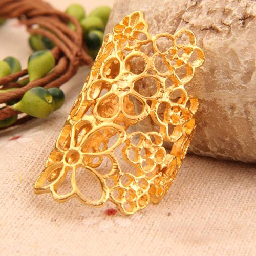 Hu Hu Hu Hu Hu Alat Bantu Pasang Kacamata♡ Cincin Wanita Model Terbuka Bahan Alloy Desain Bunga Hollow Adjustable Untuk Pestaprom