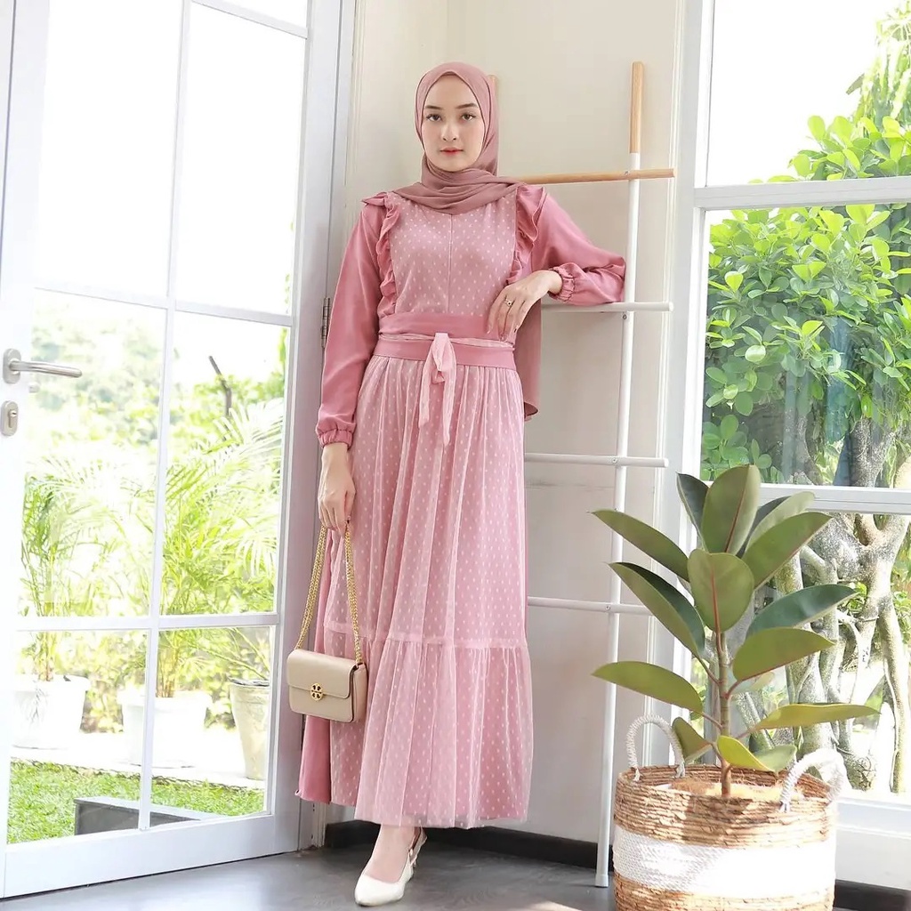 Fidella Maxy Dress Gamis Muslim Kondangan Fashion Wanita Terlaris | Baju Long Dress Brukat Pesta Kon
