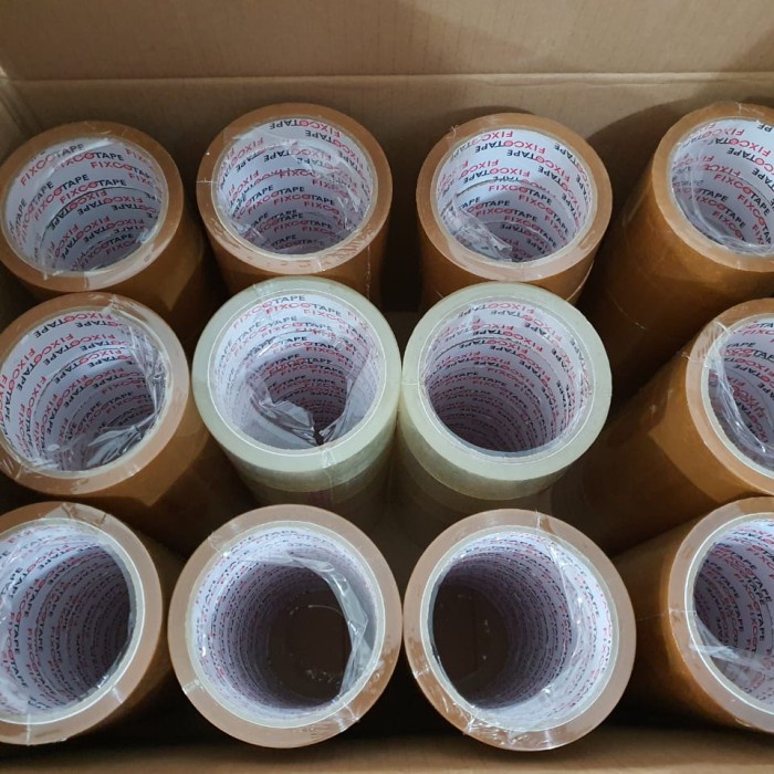 

perekat-pengikat- lakban bening / coklat 45mm x 45m ( 50y) full promo harga pabrik.. - bening