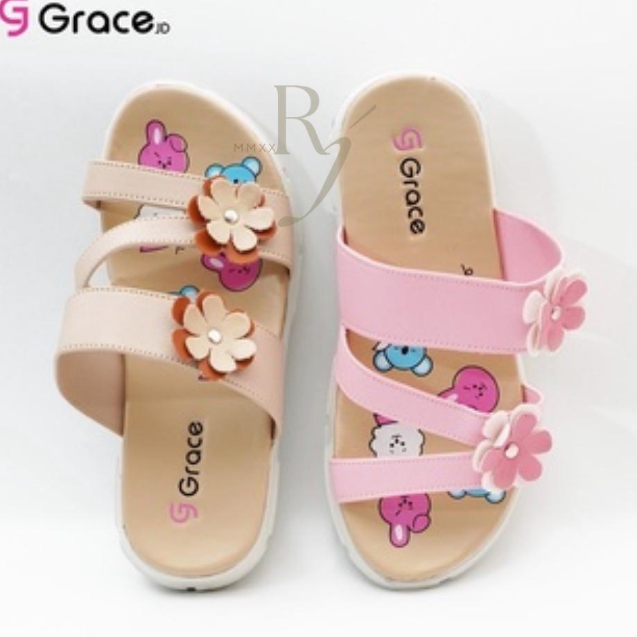 TBN.01Jl22ᶻGRACE [MUSE BAN 3M - 403] Sandal Anak Perempuan BTS BT21/ Sendal Selop Bunga Anak Perempu