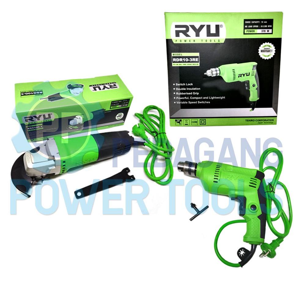 PAKET 2 SET TEKIRO RYU MESIN BOR LISTRIK 10 MM & RYU MESIN GERINDA TERLARISS...,,,,,