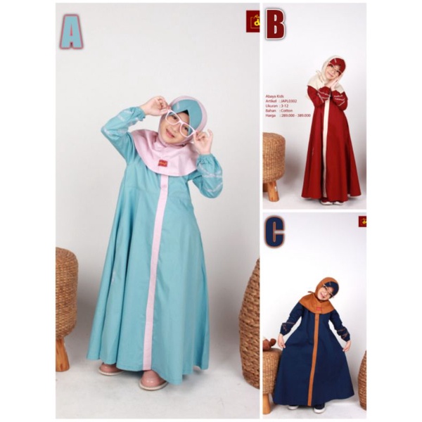 Gamis Anak Dannis JAPL 0302 Maroon - Navy - Blue Green