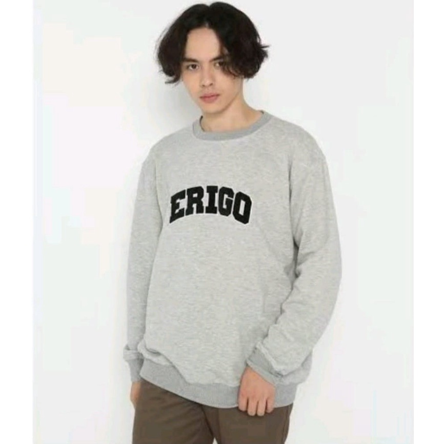 (COD) Sweater Pria Erigo Sweater Fleece Big Size Crewneck Pria Size M - XXL Sablon