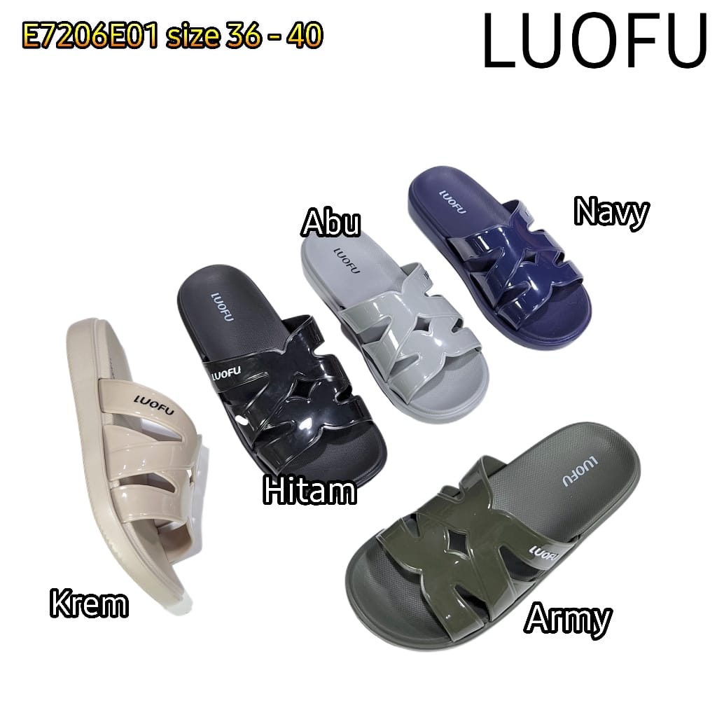 jelly sandal slop wanita luofu sendal karet selop import cewek E7206E01