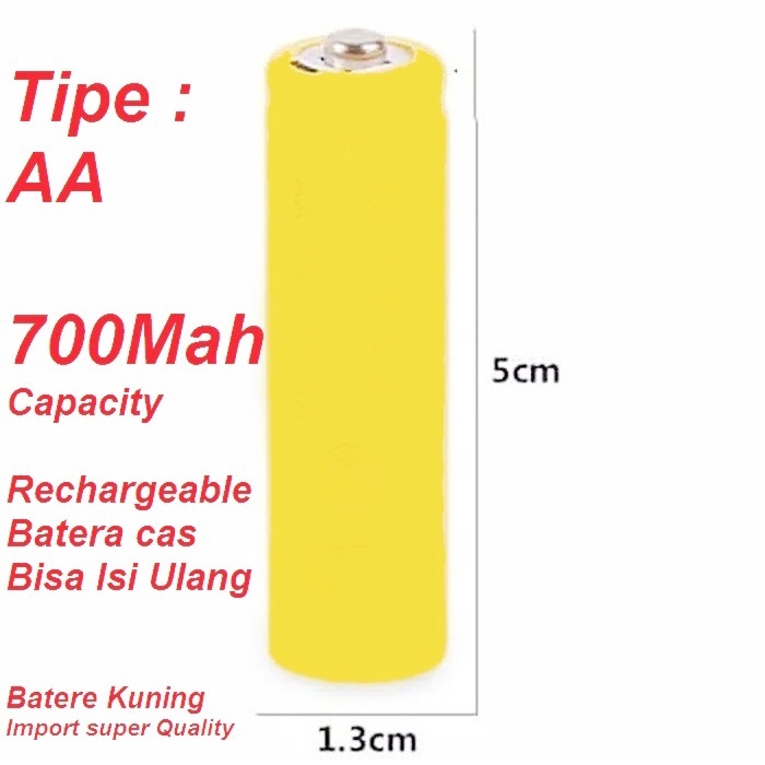 Baterai Cas ISI ULANG BIG AA 700mAh Batere Charger Baterai usb A2 Batre AA 1.2v Bisa di Charge