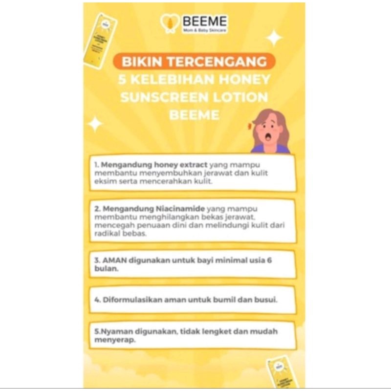 ❤FREE EMAS❤ BEEME HONEY SUNSCREEN LOTION WITH Niacinemaid Spf 50+++ [MITRA RESMI]