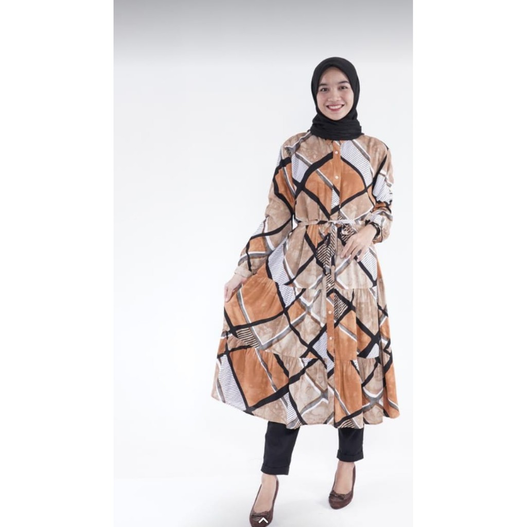 Midi dress/tunik warna terracota ori satuarahlabel