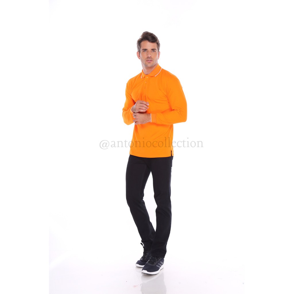 Kaos Polo Shirt Orange / Kaos Kerah / Kaos Polo Lengan Panjang