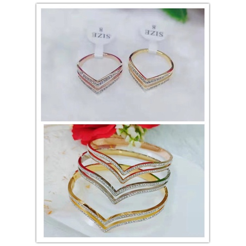 Set Titanium Gelang Dan Cincin Permata Perhiasan Fashion E02