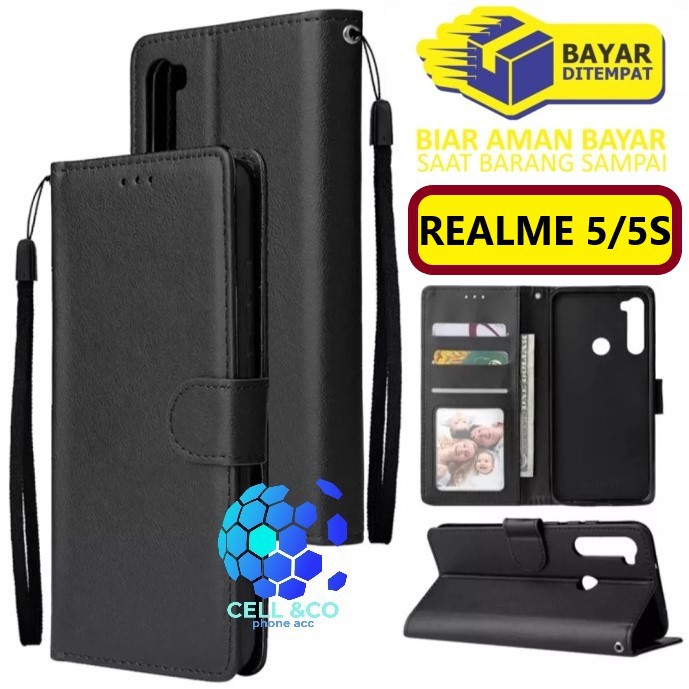 Flip cover REALME 5/5S Flip case buka tutup kesing hp casing hp flip case leather wallet