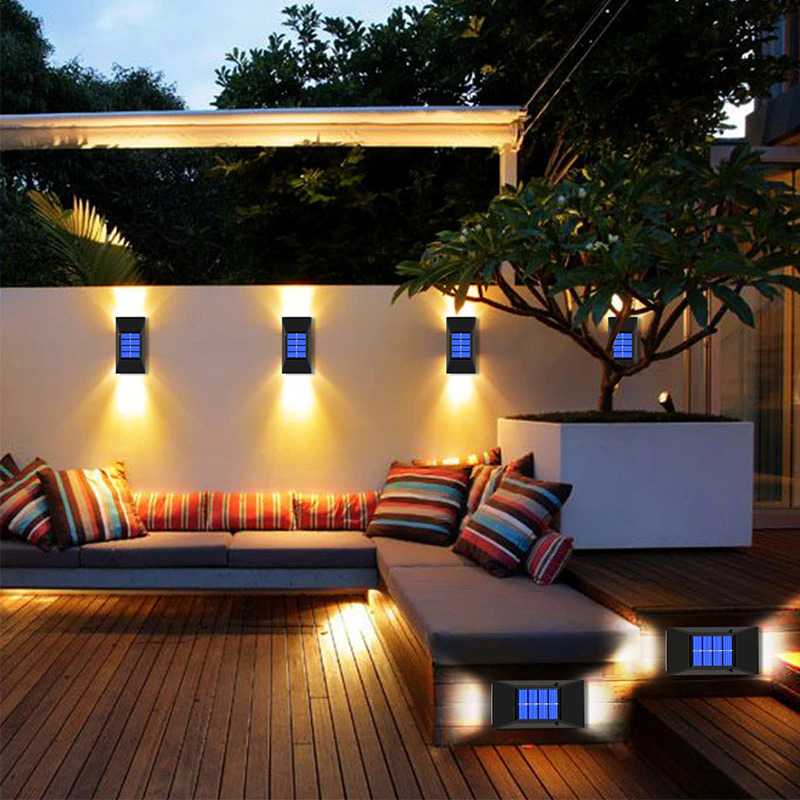 Lampu Solar LED Outdoor Wall Warm White 2 PCS Waterproof Lampu Hias Dinding Teras Luar Ruangan Anti Air Berkualitas