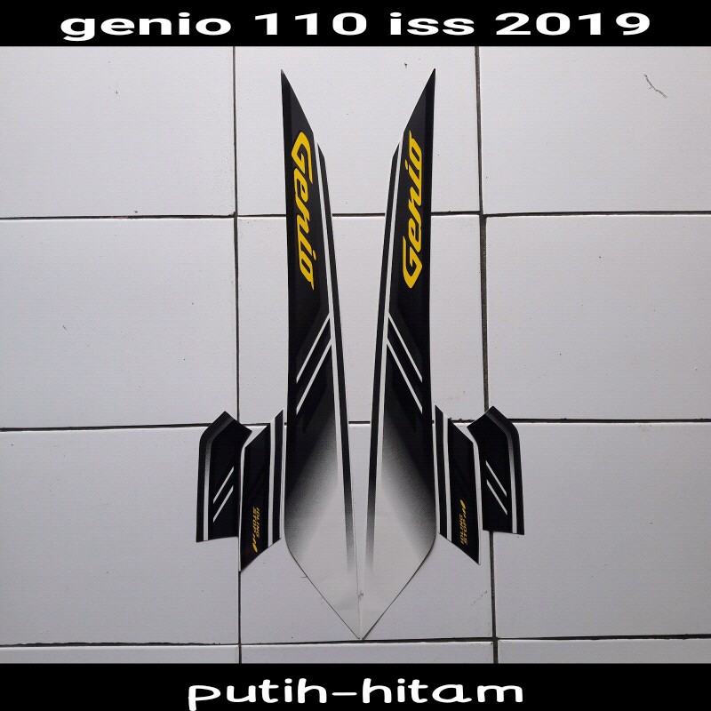  stiker  body motor  genio  110 iss 2021 putih hitam Shopee 