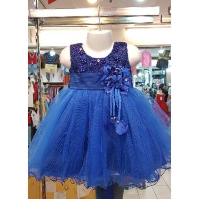 DRESS ANAK IMPORT/DRESS PITA/GAUN ANAK WARNA BIRU ELEKTRIK