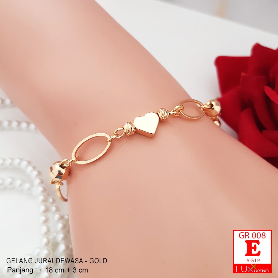 GR 008 Gelang Tangan Jurai Charm Bola Boba Perhiasan Lapis Emas Imitasi Aksesoris Korea Love Cinta Gelang Xuping Gold Luxx Xuping