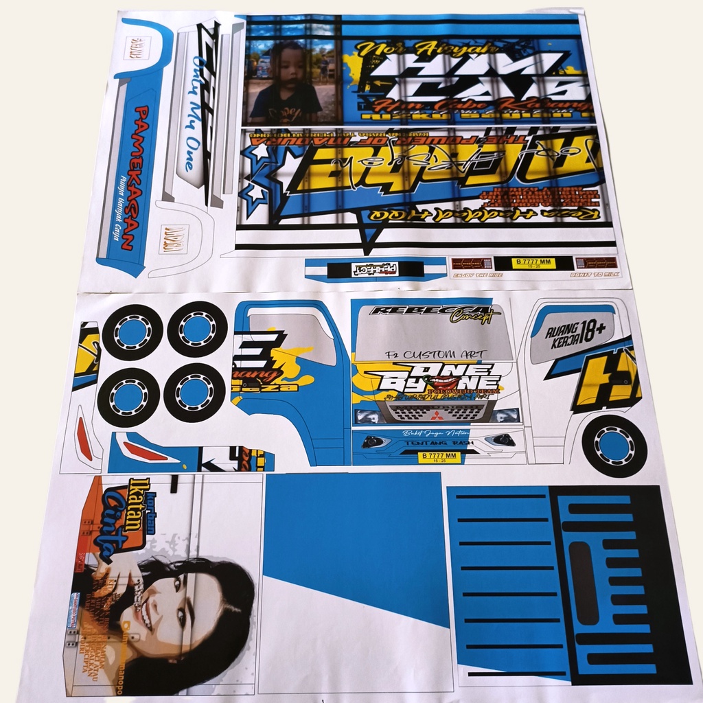 Lembaran pola stiker truk HM Cabe one ny one ukuran besar