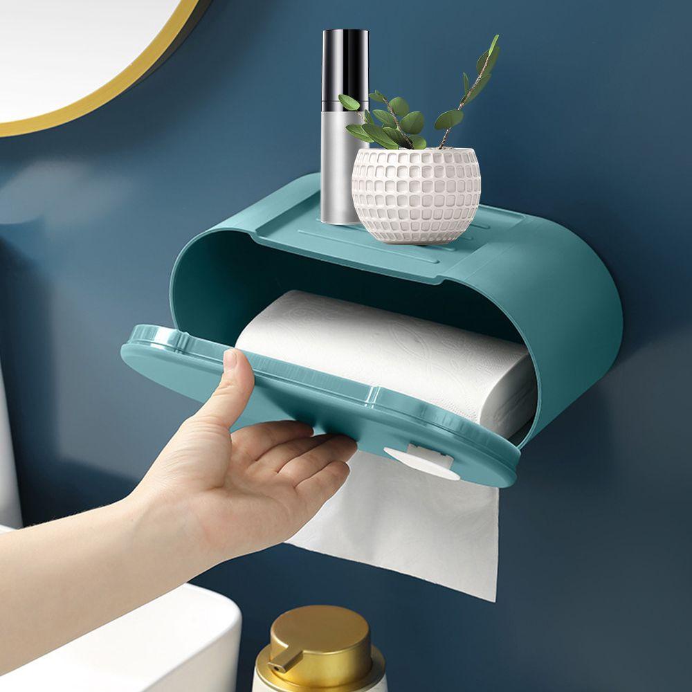 Populer Toilet Paper Holder New No Punching Wall Mounted Kitchen Penyimpanan Kertas Roll/ Dispenser Kertas Serut