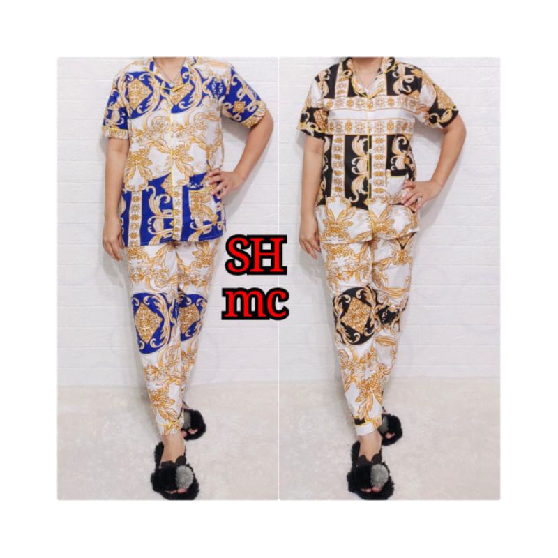 BAJU TIDUR / PIYAMA DEWASA / BAJU TIDUR SETELAN / SETELAN BABYDOLL / LENGAN PENDEK / BAJU TIDUR MOTIF / BATIK SULTAN / KEKINIAN / CP